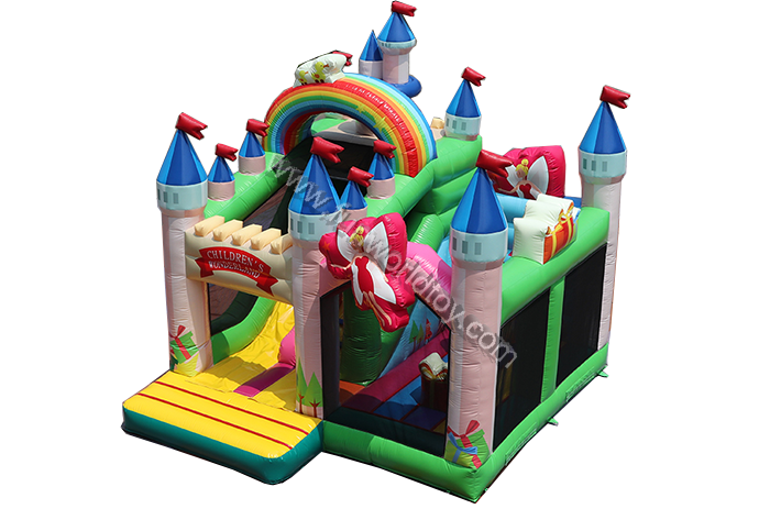 Flower Fairy princess palace inflatable combo with slide FWZ223