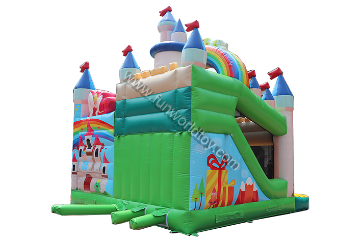 Flower Fairy princess palace inflatable combo with slide FWZ223