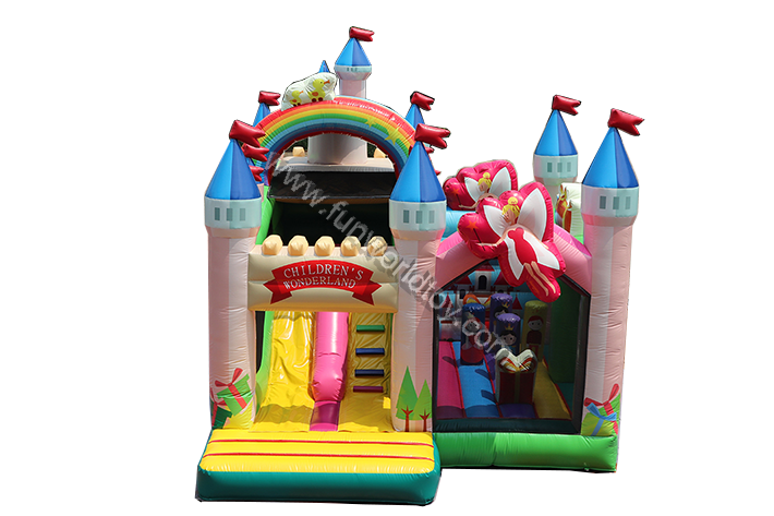 Flower Fairy princess palace inflatable combo with slide FWZ223