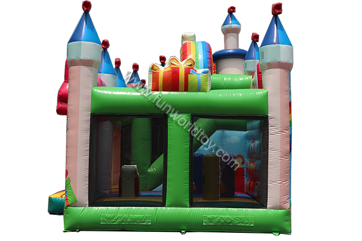 Flower Fairy princess palace inflatable combo with slide FWZ223