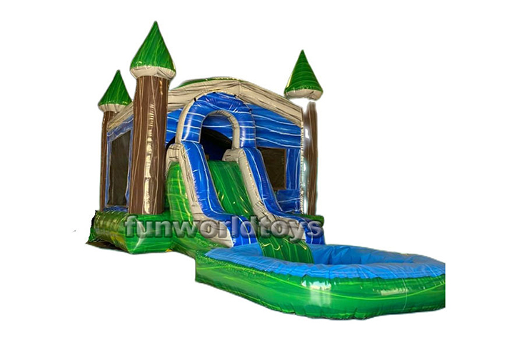 Inflatable jumping castle with wet and dry slide FWZ243