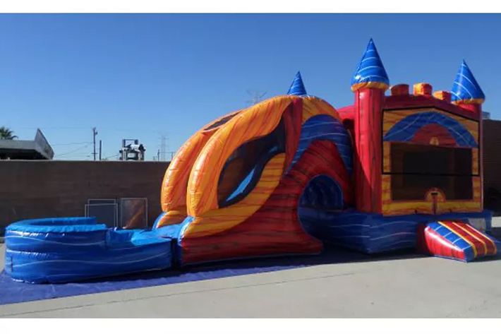 Hot inflatable bounce house with dry wet slide FWZ308