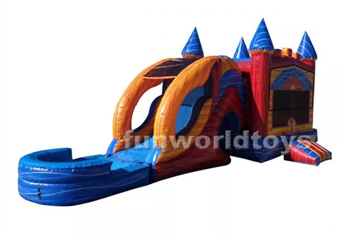Hot inflatable bounce house with dry wet slide FWZ308