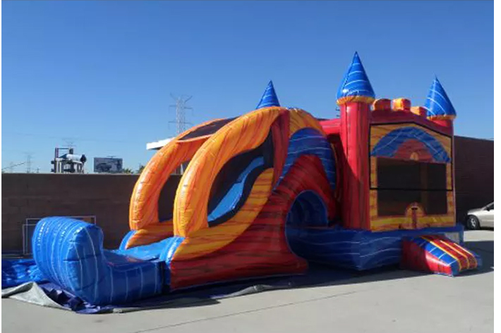 Hot inflatable bounce house with dry wet slide FWZ308