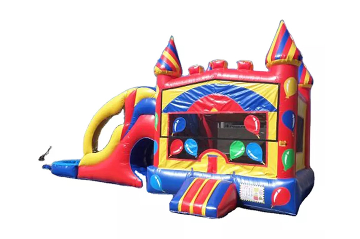 Colorful inflatable balloon bounce house with dry wet slide FWZ304