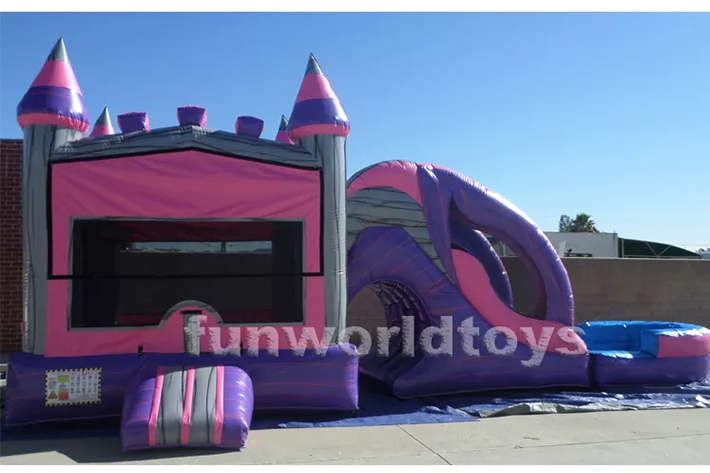 Purple inflatable Marble bounce house with slide FWZ302