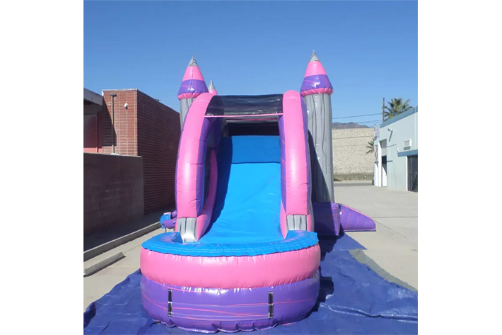 Purple inflatable Marble bounce house with slide FWZ302