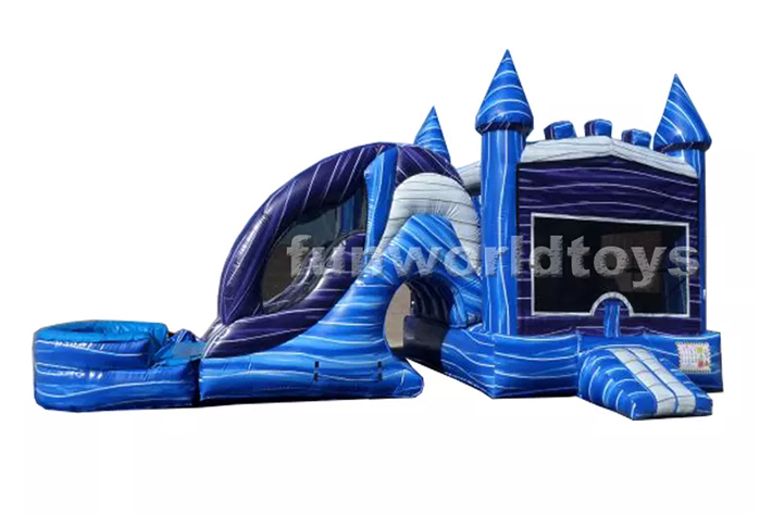 Inflatable Marble bounce house with dry wet slide FWZ359