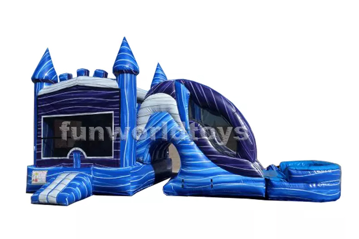 Inflatable Marble bounce house with dry wet slide FWZ359
