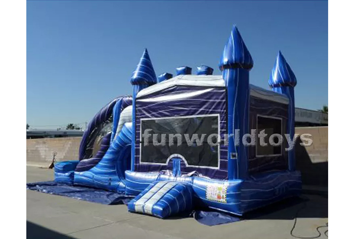 Inflatable Marble bounce house with dry wet slide FWZ359
