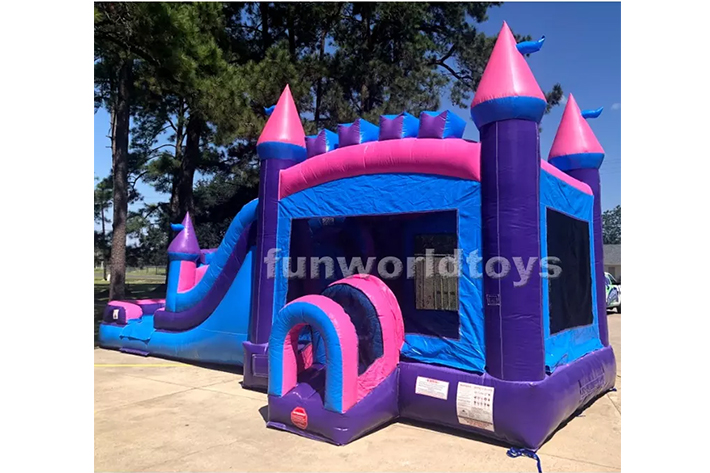 Pink Blue bounce house with slide FWZ324