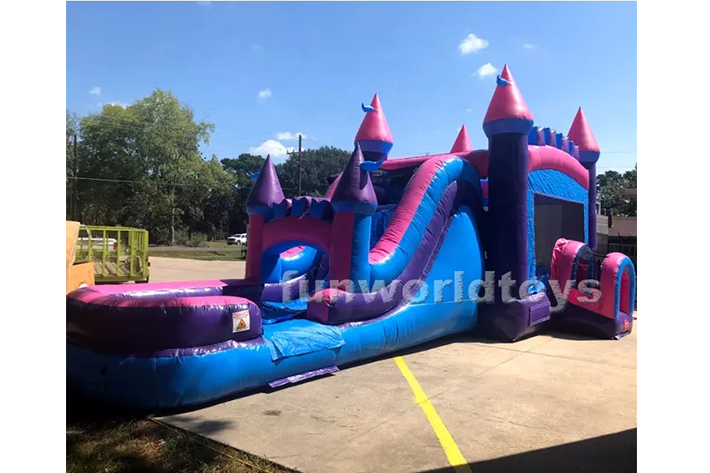 Pink Blue bounce house with slide FWZ324