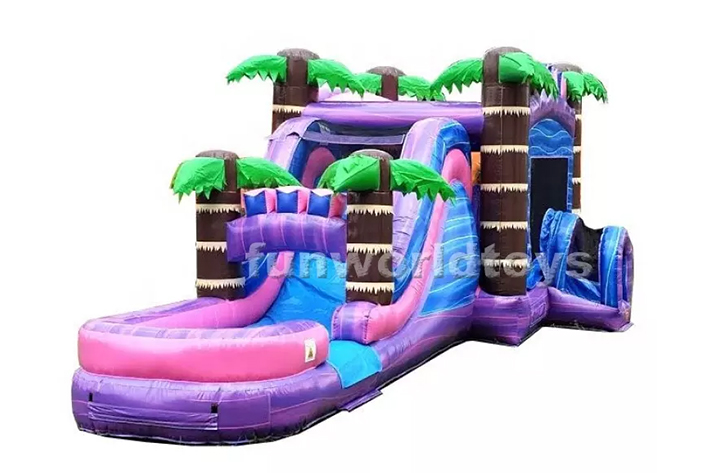 Outdoor rental inflatable white bounce combo house FWZ317