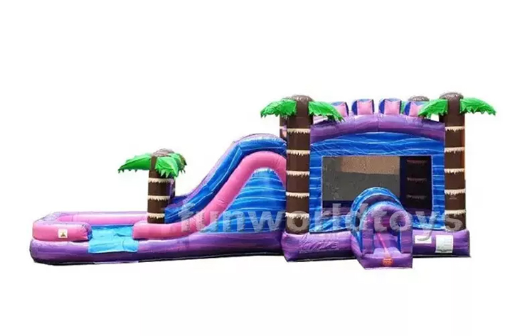 Outdoor rental inflatable white bounce combo house FWZ317