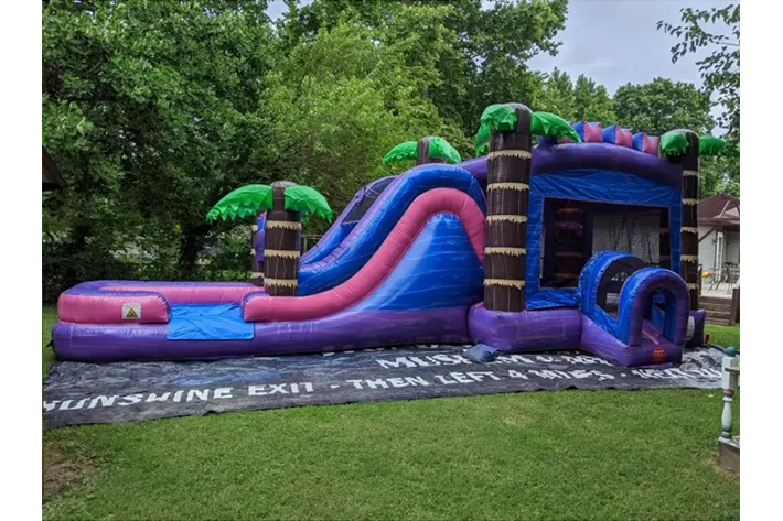 Outdoor rental inflatable white bounce combo house FWZ317