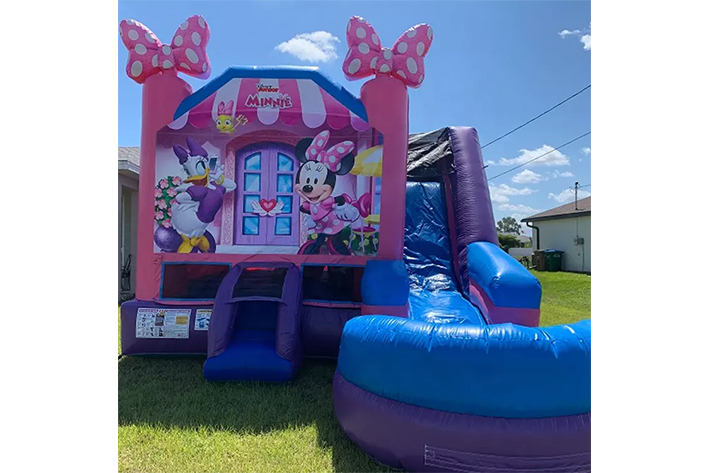 Cheap bouncy combo minnie jump bounce house FWZ313