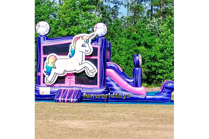 Unicorn bounce house with dry slide FWZ329