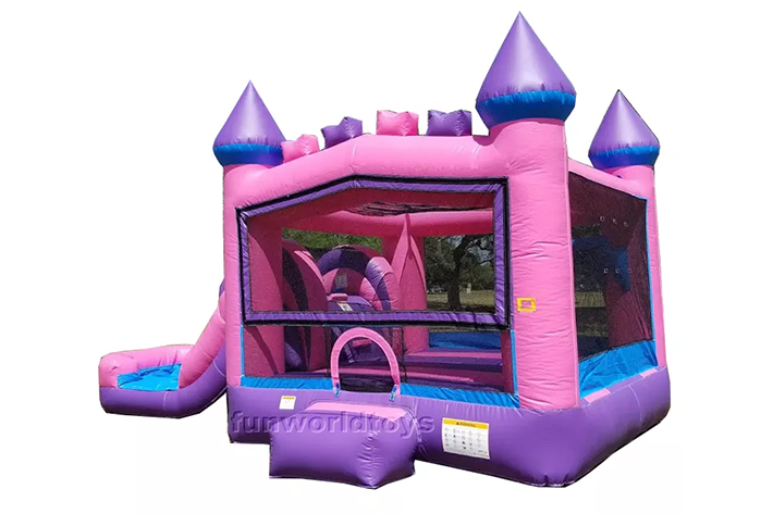 Multi Pink theme girls inflatable bounce house water slide  FWZ347