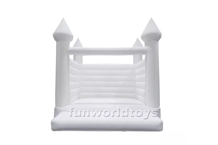 White wedding bounce house with slide FWW24
