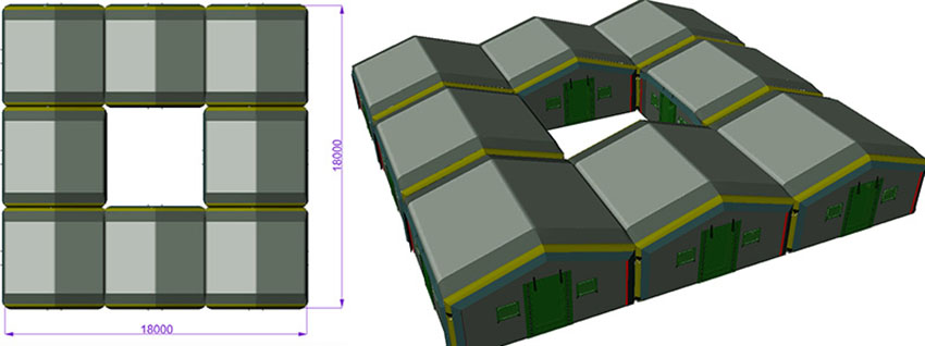 Universal modular inflatable tents FWT17