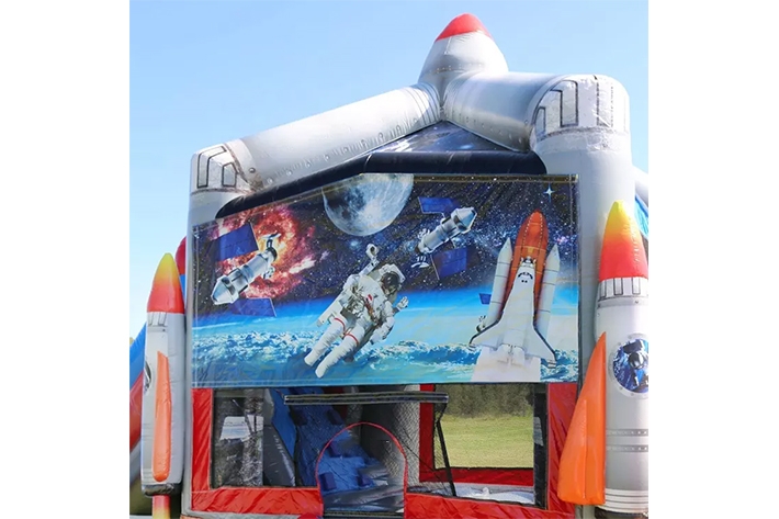 Space themed bounce house with slide FWZ297