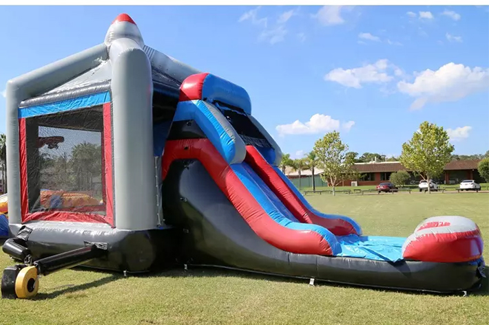Space themed bounce house with slide FWZ297