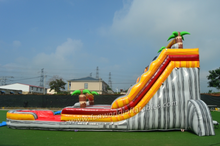 37FT Lava Rush Double Lane Waterslide with Pool fws436