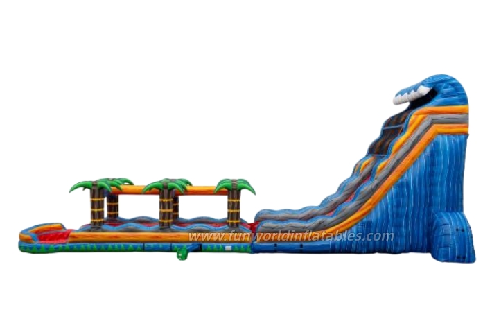 Tropical Inferno Inflatable Water Slide with Palm Tree Design FWS439