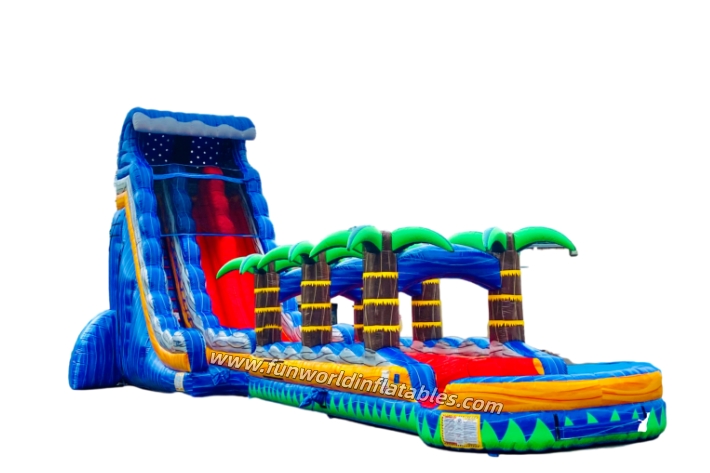 Tropical Inferno Inflatable Water Slide with Palm Tree Design FWS439