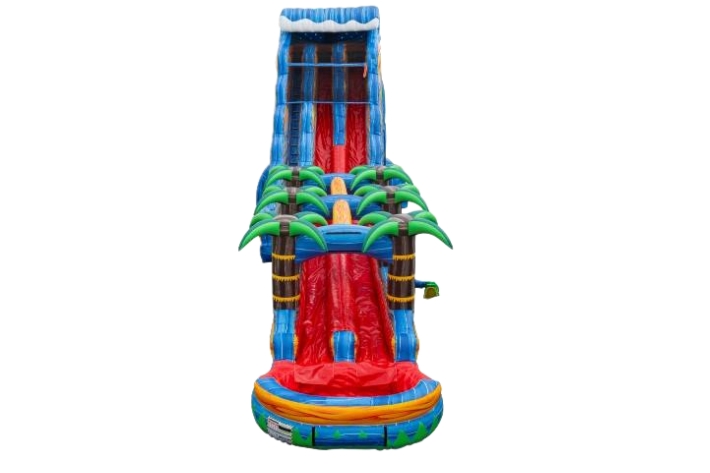 Tropical Inferno Inflatable Water Slide with Palm Tree Design FWS439